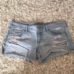 White wash jean shorts